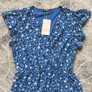 Faux Wrap Floral Midi Dress